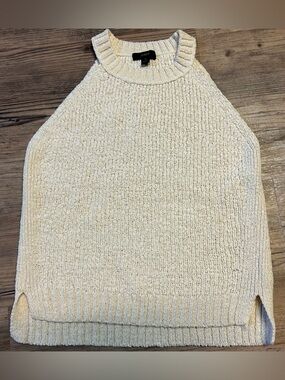 J. Crew Cream Textured Sleeveless Crewneck Sweater